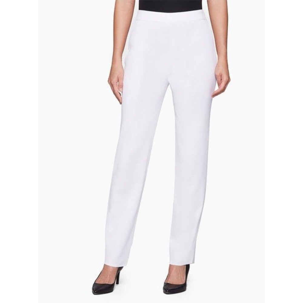 Misook Womens Knit Pull On Pants Off White Cream Slim Leg‎ XS RN73924